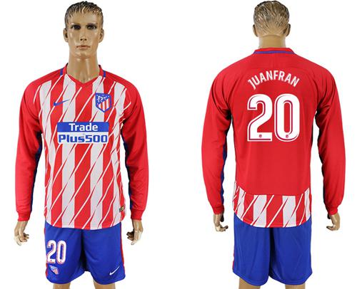 Atletico Madrid #20 Juanfran Home Long Sleeves Soccer Club Jersey